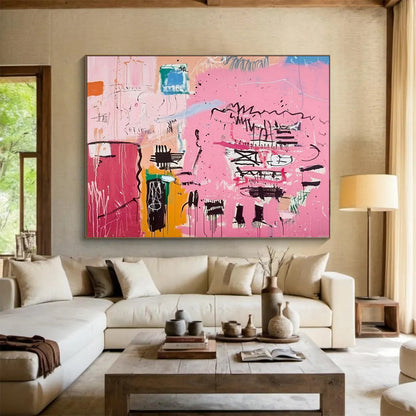 Pink Abstract Graffiti - Street Art - Inspired Painting On Canvas DLZ198