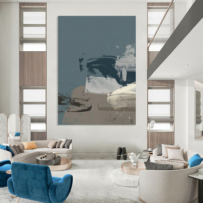 “Gray and Black Abstract Layers” - Gray, Black Abstract Painting On Canvas DTP242