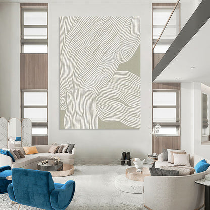 “Gray and White Linear Abstract” - Minimalist Drawing - Inspired Painting On Canvas DKH1119