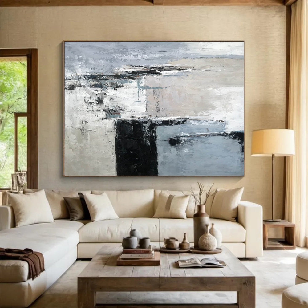 “Muted Gray - Blue Abstract” Minimalist Abstract Painting On Canvas DLZ152