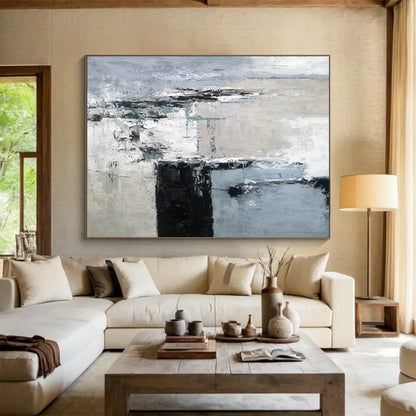 “Muted Gray - Blue Abstract” Minimalist Abstract Painting On Canvas DLZ152