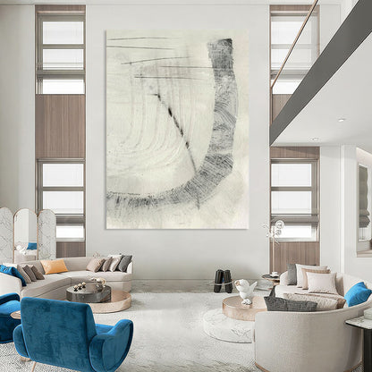 “Subtle Gray Abstract Etchings” - Gray, White Abstract Painting On Canvas DTP214