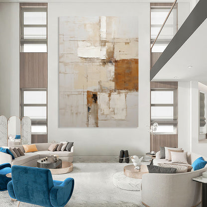 Earthy Neutrals Abstract Composition - Abstract Painting On Canvas DKH1317