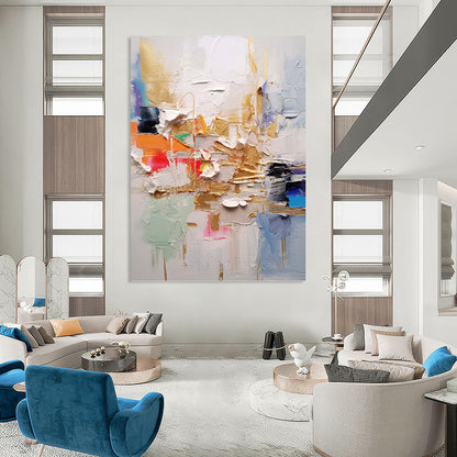 “Colorful Textured Abstraction with Gold Accents” - Vibrant Abstract Painting On Canvas DKH1056