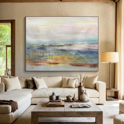 Pastel Toned Abstract Horizon Painting On Canvas DKH300