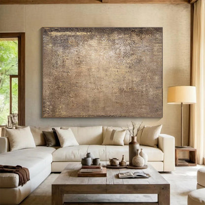 Aged Brown Texture - Abstract Impasto Painting On Canvas DKH602