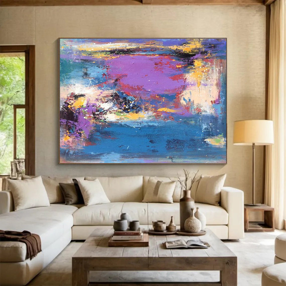 “Vibrant Purple and Blue Abstract Landscape” Painting On Canvas DKH161