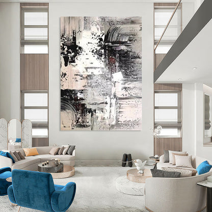 “Monochrome, Textured Layers ‘Gray Harmony’” - Abstract Impasto Painting On Canvas DTP392