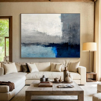 “Gray - Blue Abstract Horizon” Abstract Painting On Canvas DLZ074