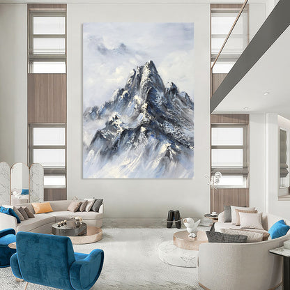 Snowy Mountain Majesty - Abstract Landscape Painting On Canvas DKH1259