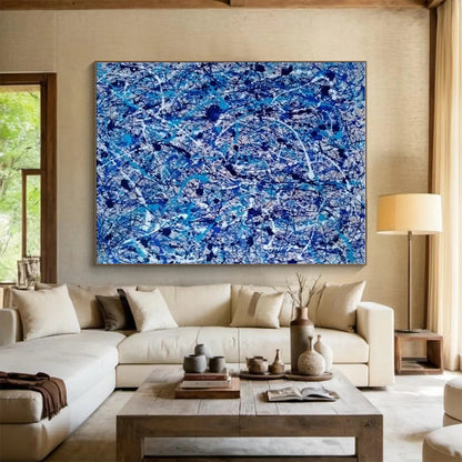 “Blue Drip Chaos” ，Abstract Expressionist Drip Art CT0886