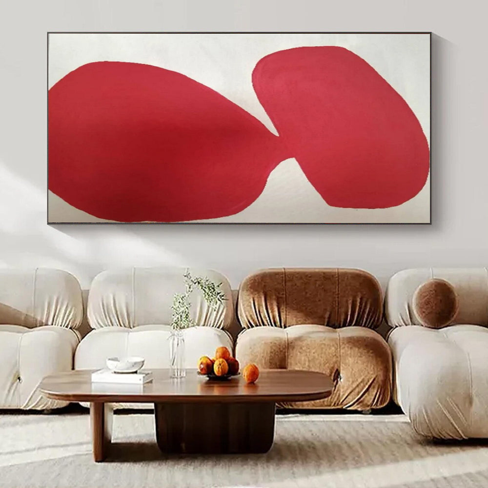 “Red - White Organic Form” – Abstract Red Shape Art CT0997