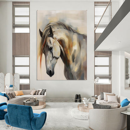 “Soft - Colored Horse Portrait” – Impressionistic Animal Oil Painting On Canvas CT2144