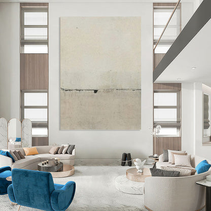 “Light Gray Textured Surface with Crack” - Minimalist Abstract Painting On Canvas DKH1122