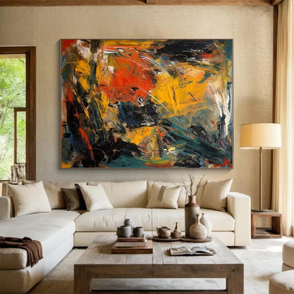 “Wild Color Clash, Expressive Brushstrokes” - “Raw Emotion”，Abstract Oil Painting CT0700