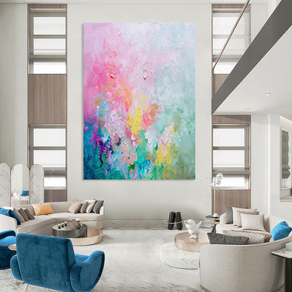 “Pastel Colorful Abstract Blooms” - Impressionist Abstract Painting On Canvas DTP070