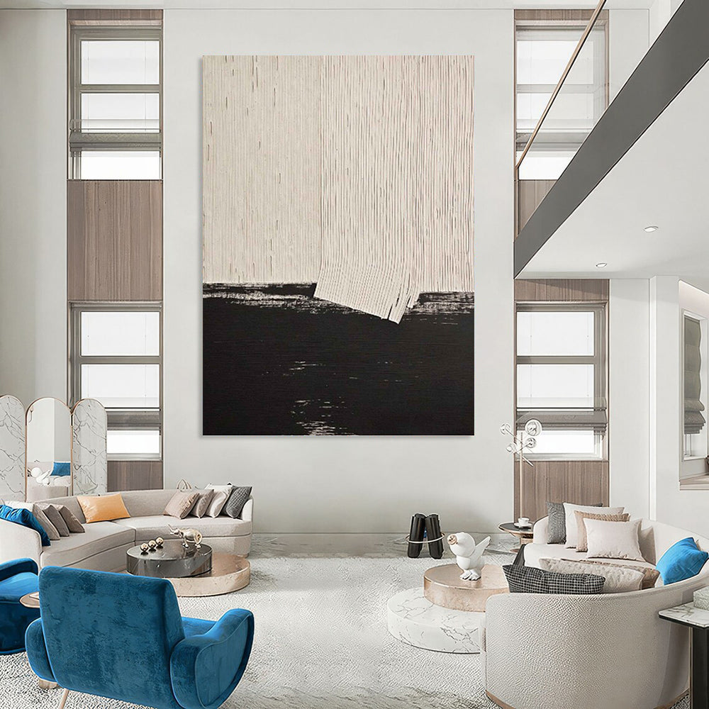 Black and White Minimalist Abstract - Abstract Painting On Canvas DKH1503