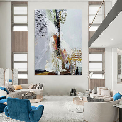 “Mixed - Media Abstract Layers” - Mixed - Media Abstract Painting On Canvas DTP043