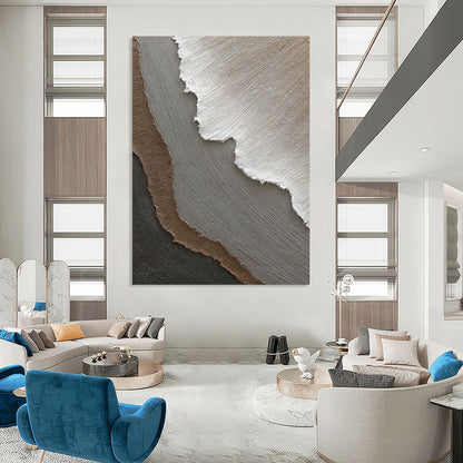 “Neutral Layered Abstraction - Gray, Brown, White Textured Art” Painting On Canvas DTP269