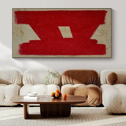 “Red - Beige Bold Symbol” – Abstract Symbol Art CT0992