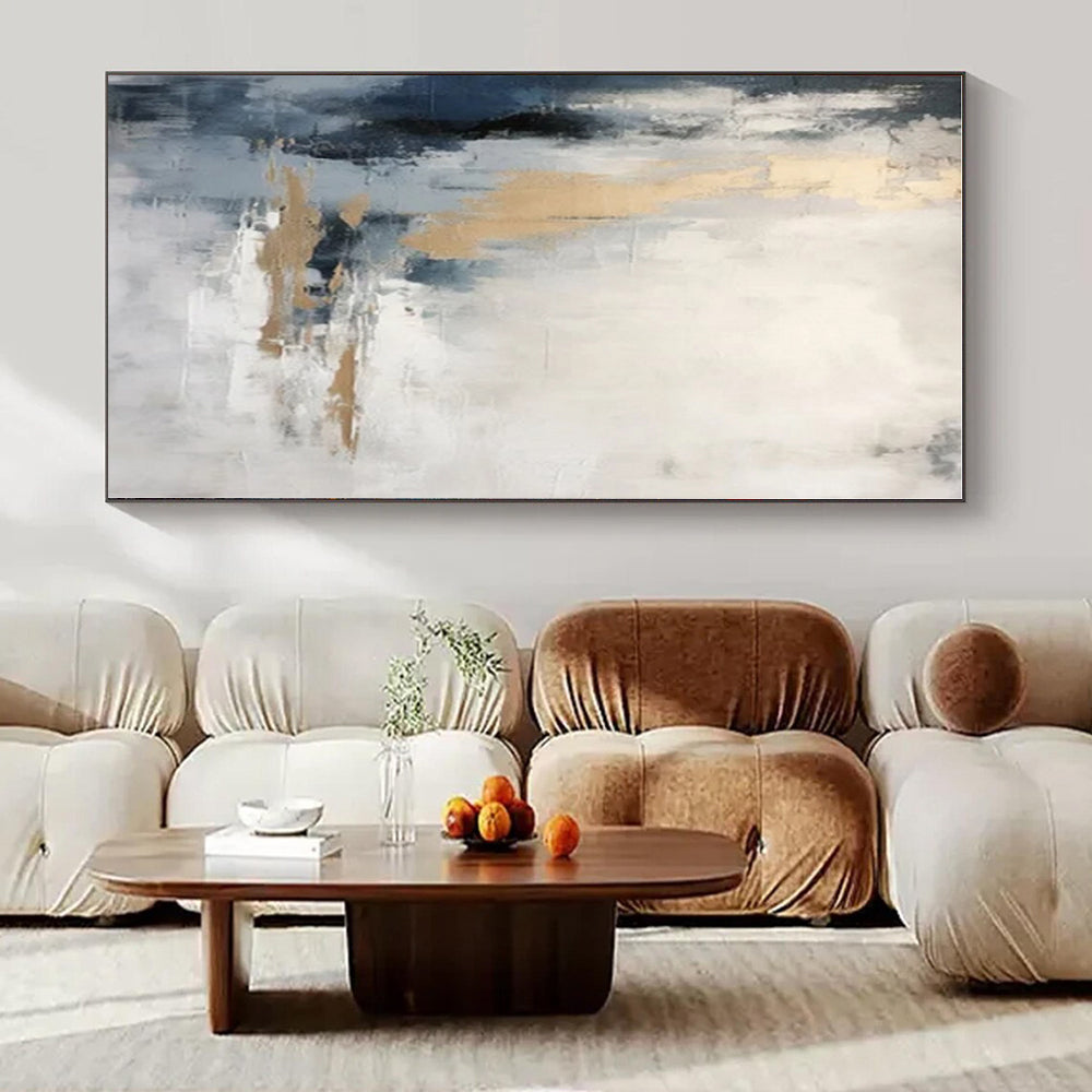 Neutral Tones with Gold Accent - Abstract Expressionist Acrylic On Canvas CT1338