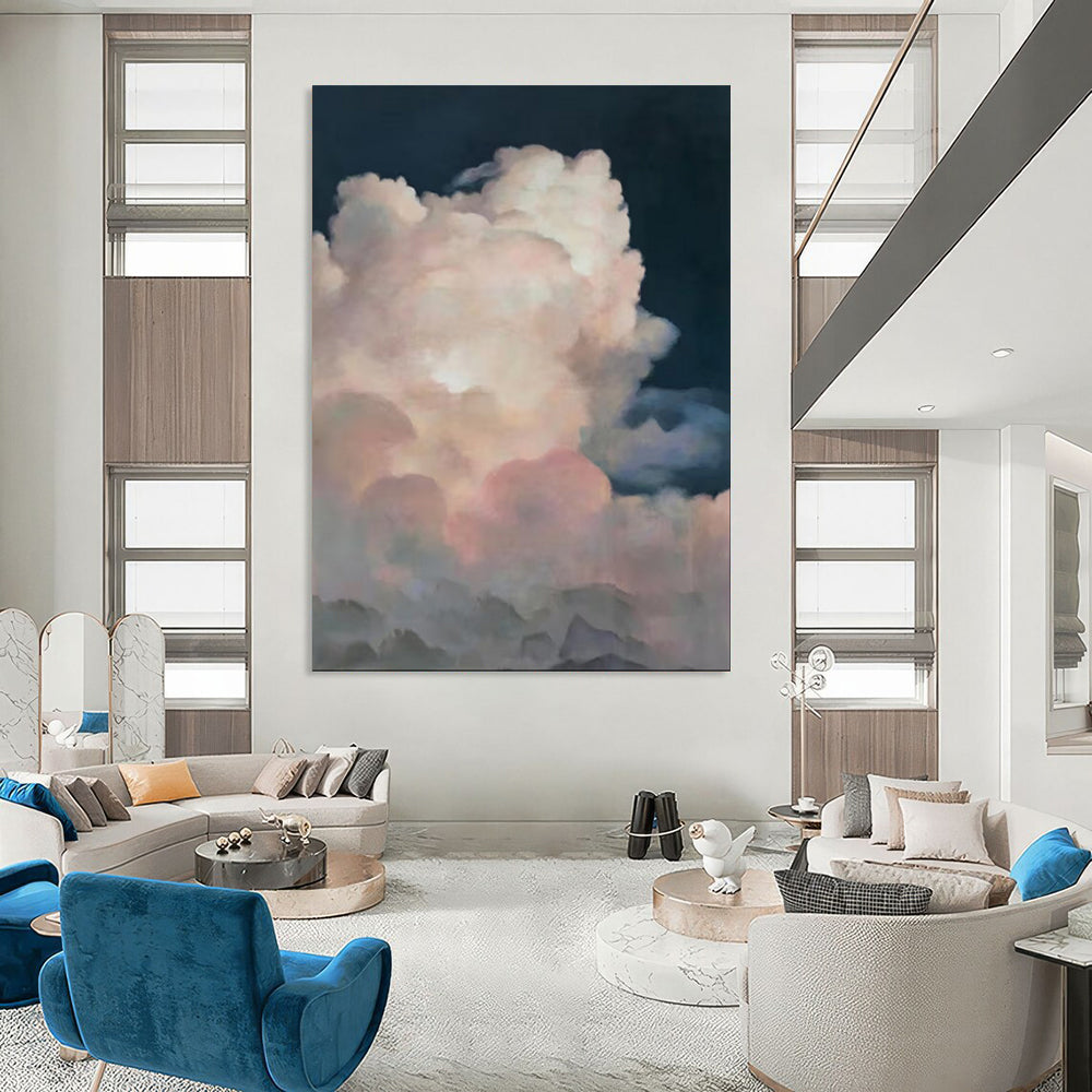 “Pink Clouds and Dark Sky” - Realistic - Style Cloud Oil Painting CT1975