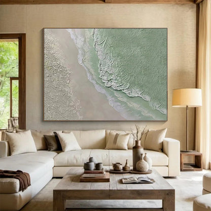 Green and Gray Textured Landscape - Abstract Landscape Painting On Canvas DLZ248