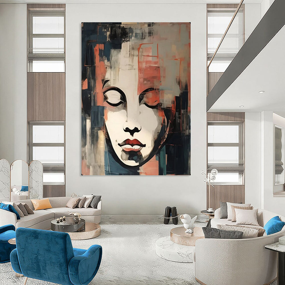 “Abstract Geometric Portrait” – Cubist - Inspired Oil Painting On Canvas CT2158
