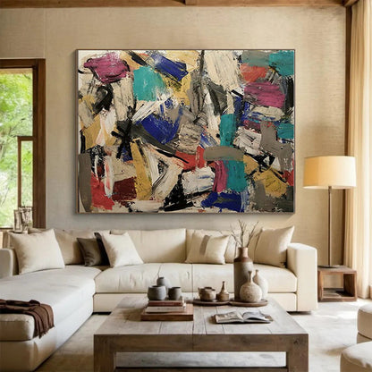 Vibrant Geometric Collision, “Color Clash Carnival” - Abstract Expressionist Acrylic Painting CT0727