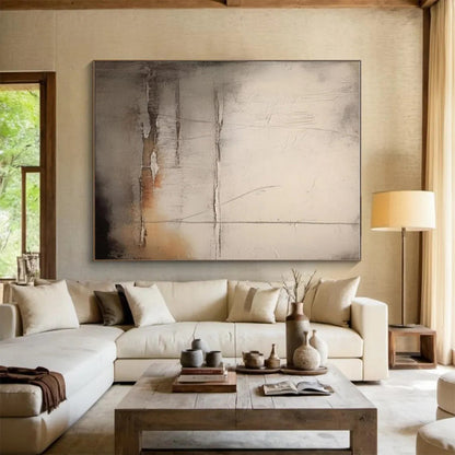 Gray Textured Layers, "Misty Depths" - Textured Abstract Painting CT0709