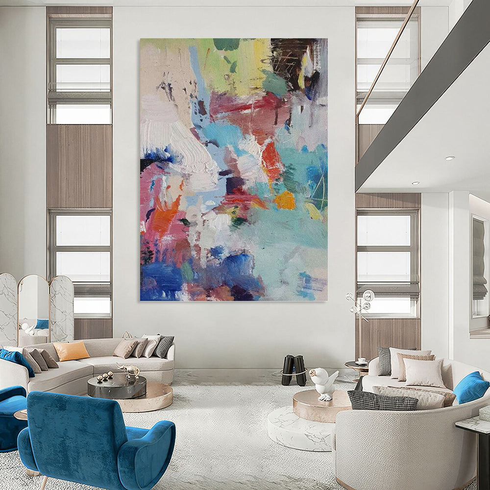 “Pastel Abstraction” - Soft Colorful Abstract Expressionist Painting On Canvas DKH1579