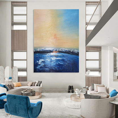 Soft Sunset Hues Over Water Abstract - Abstract Landscape Painting On Canvas DKH1324