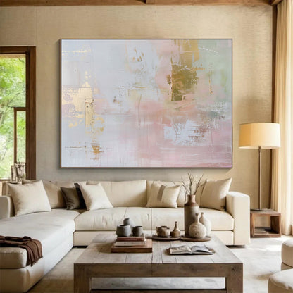 “Pastel & Gold Abstract Elegance” Abstract Acrylic Painting On Canvas DKH498