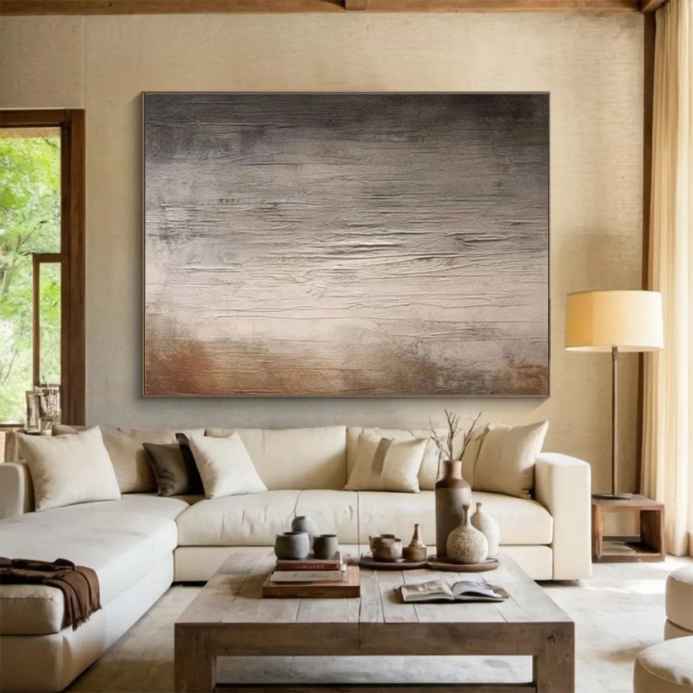 Textured Neutral Abstract Painting On Canvas DKH327