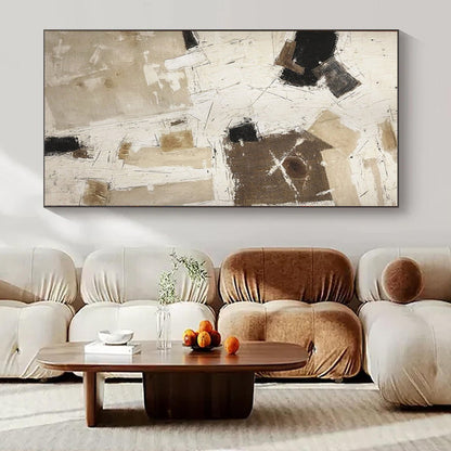 “Black - Brown & White Geometric Collage” – Abstract Collage Art CT0974