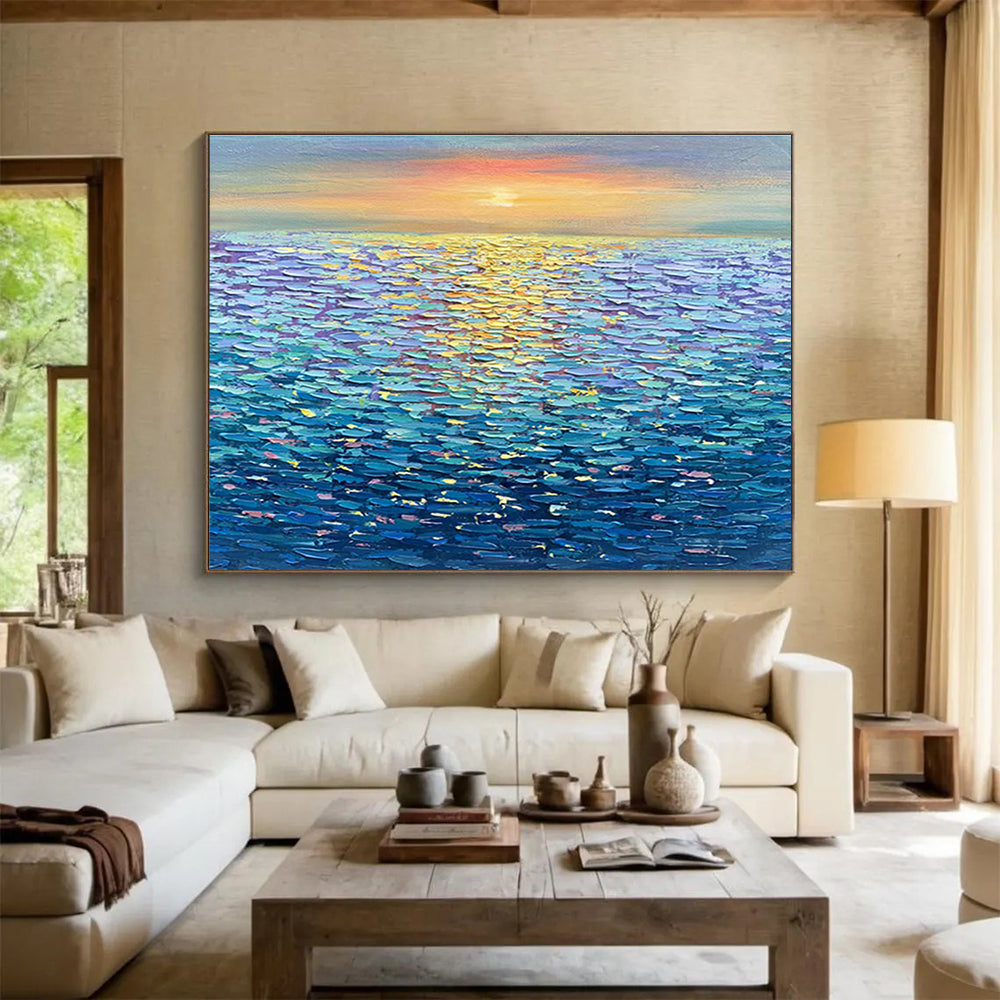 “Sunset Ocean View” - Realistic Seascape Painting On Canvas DKH855