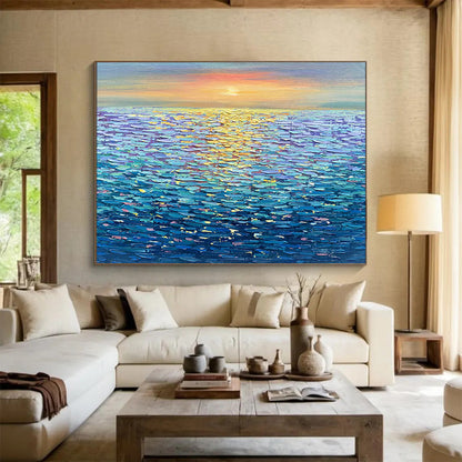 “Sunset Ocean View” - Realistic Seascape Painting On Canvas DKH855