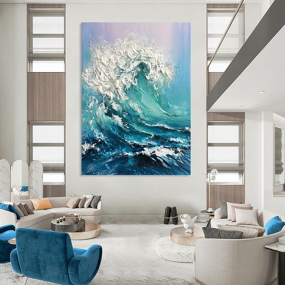 Textured Ocean Wave - Seascape Painting On Canvas DKH1448