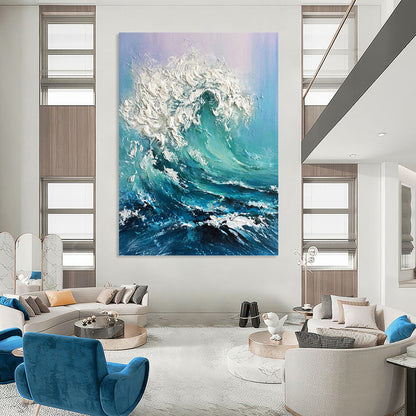 Textured Ocean Wave - Seascape Painting On Canvas DKH1448