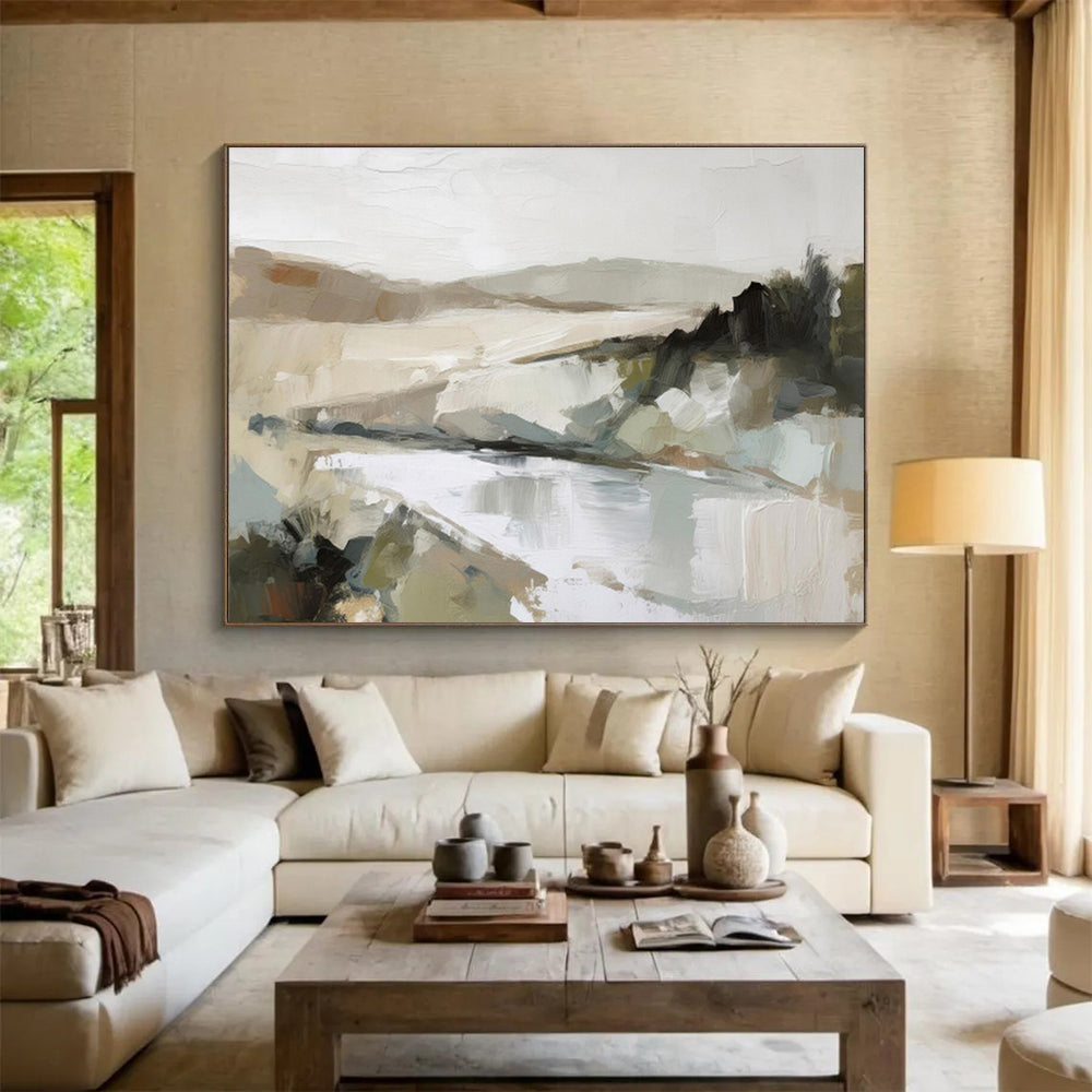 Muted Landscape Soft Tones Abstract Terrain Painting On Canvas DKH238
