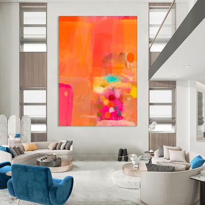 “Orange and Pink Abstract Collage” - Modern Abstract Painting CT2002