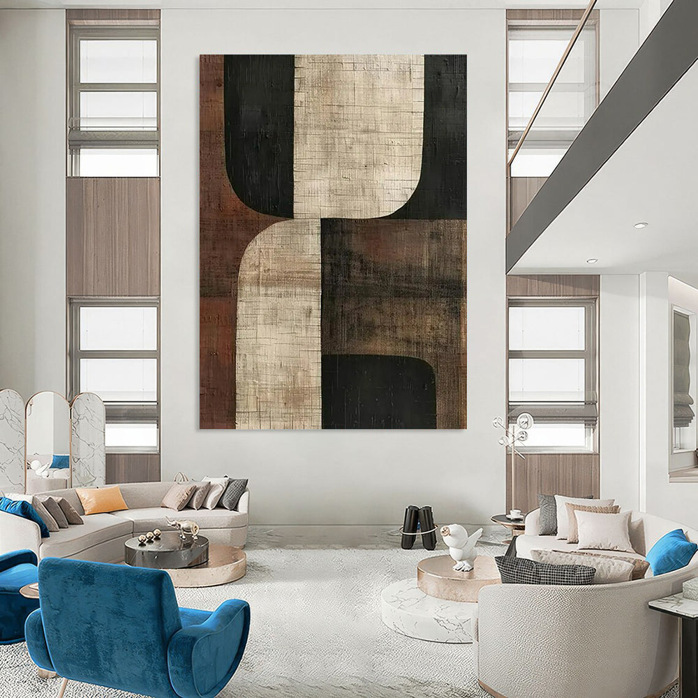 “Geometric Neutral Abstract” - Abstract Painting On Canvas CT2357