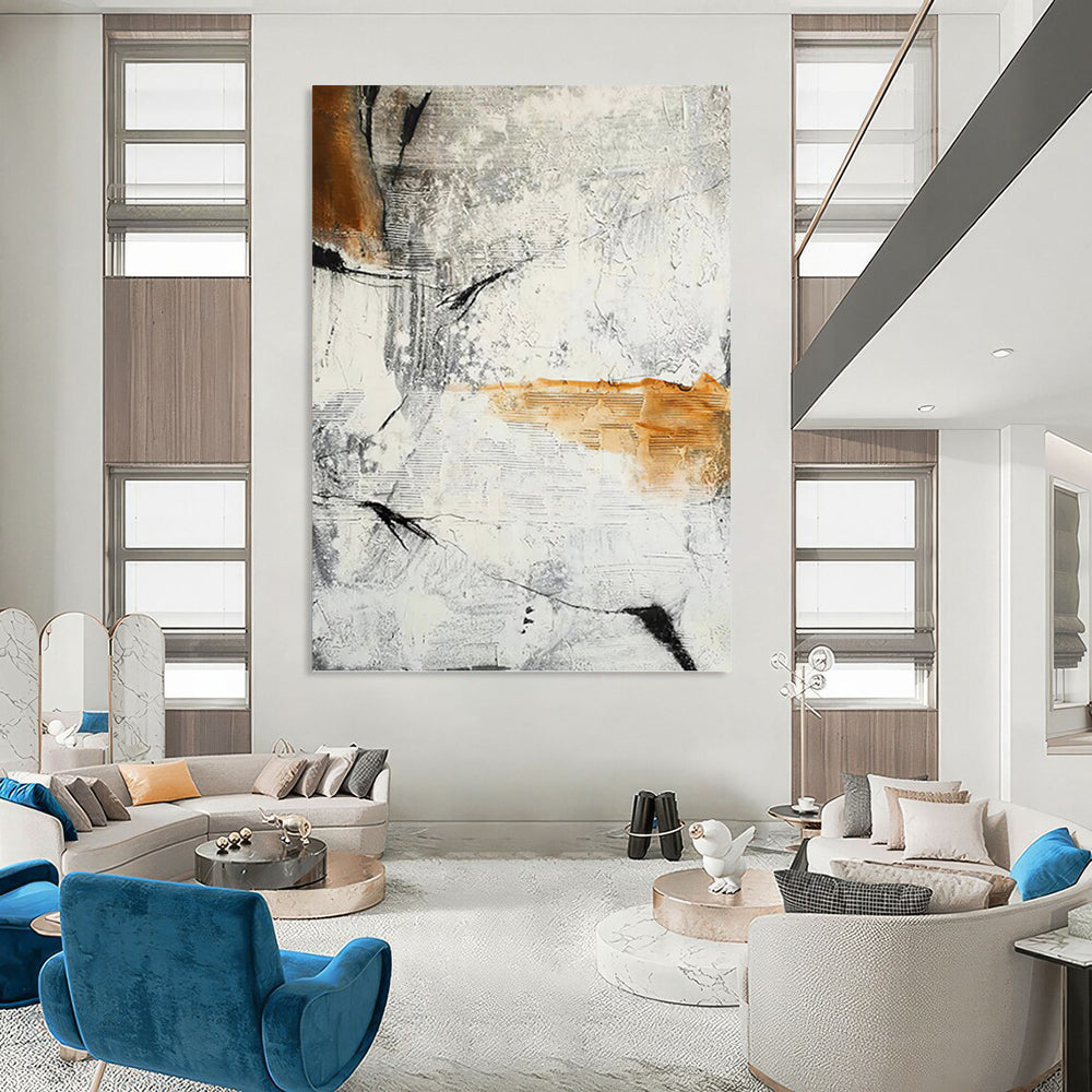 Monochromatic Abstract with Textures - Abstract Painting On Canvas DKH1457