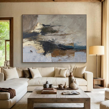 “Neutral & Gold Abstract Textures” Abstract Acrylic Painting On Canvas DKH511