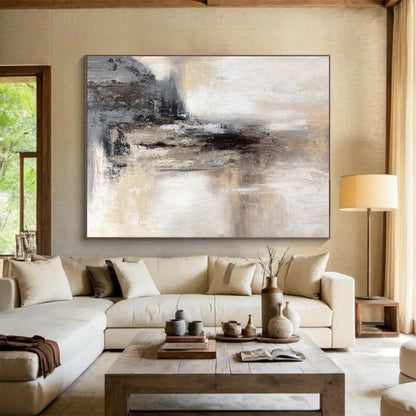 Neutral Tones Abstract Landscape Painting On Canvas DKH282
