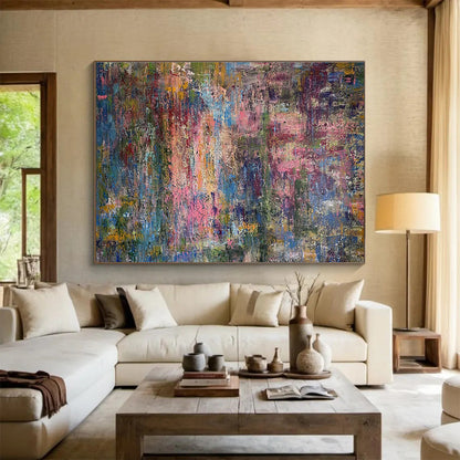 “Vibrant Chaos Abstract” - Multicolor, Textured Abstract Painting On Canvas DKH715