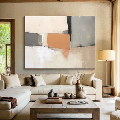 “Neutral Tones With Terracotta Accent” Abstract Painting On Canvas DLZ076