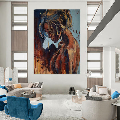 “Contemplative Figure” - Expressive Oil Portrait On Canvas DKH1651