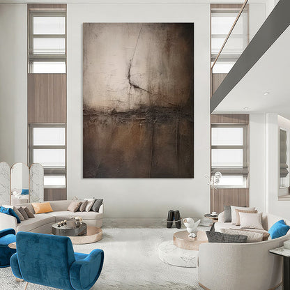 “Gray, Brown Textured Minimalism ‘Subtle Depth’” - Impasto Abstract Painting On Canvas DTP357