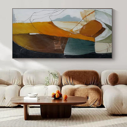 Earth Tones, Abstracted Forms & Lines - "Organic Abstraction" - Mixed - media Abstract Painting CT1457